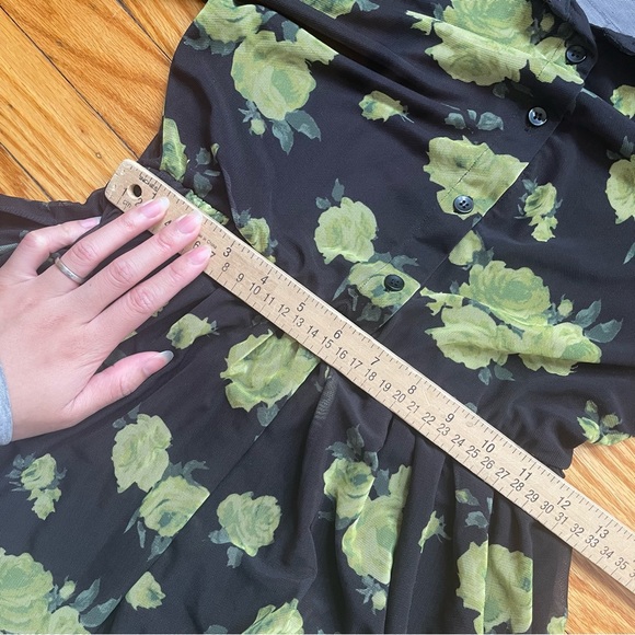 Urban Outfitters mesh sheer floral 90s dottie collared mini shirt dress size S - Picture 11 of 13
